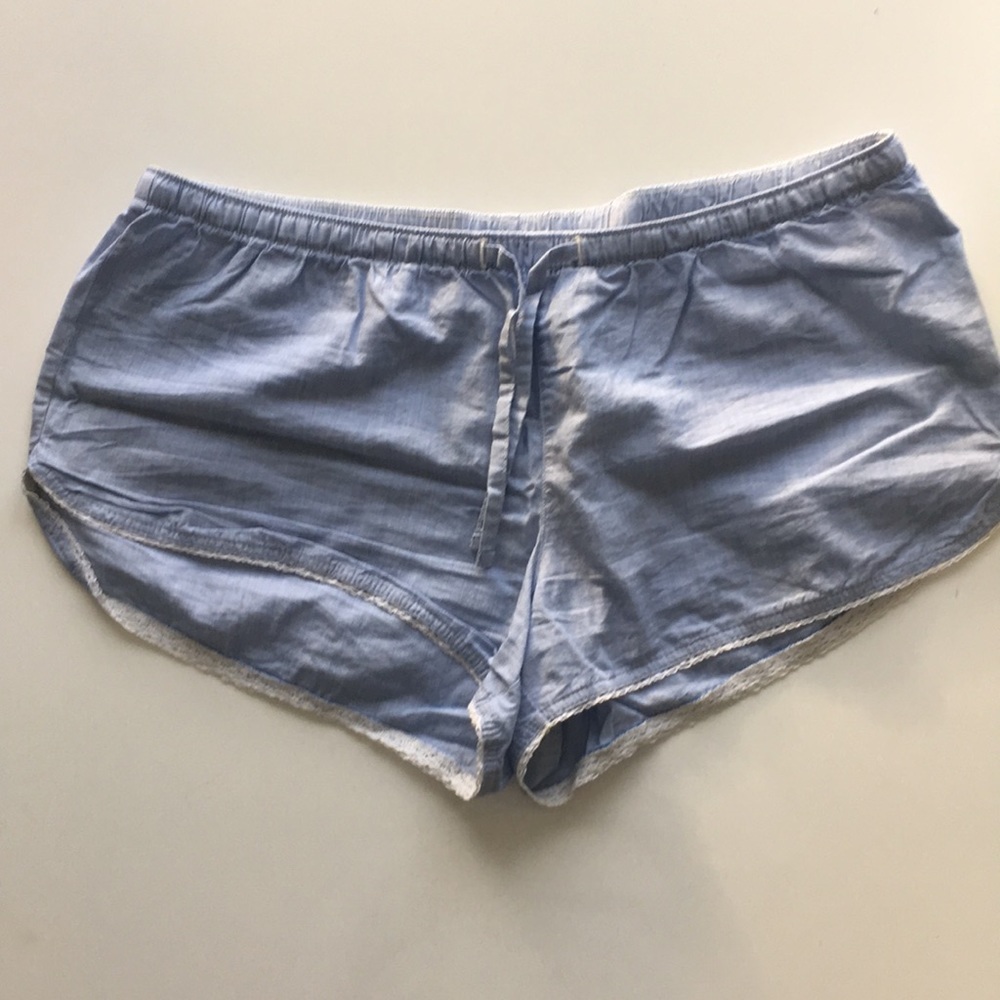 Light blue with lace detailing sleep shorts